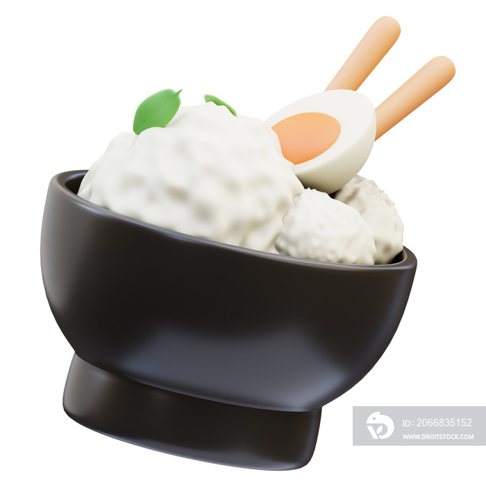 Japanese Icon, rice bowl 3d Illustration
