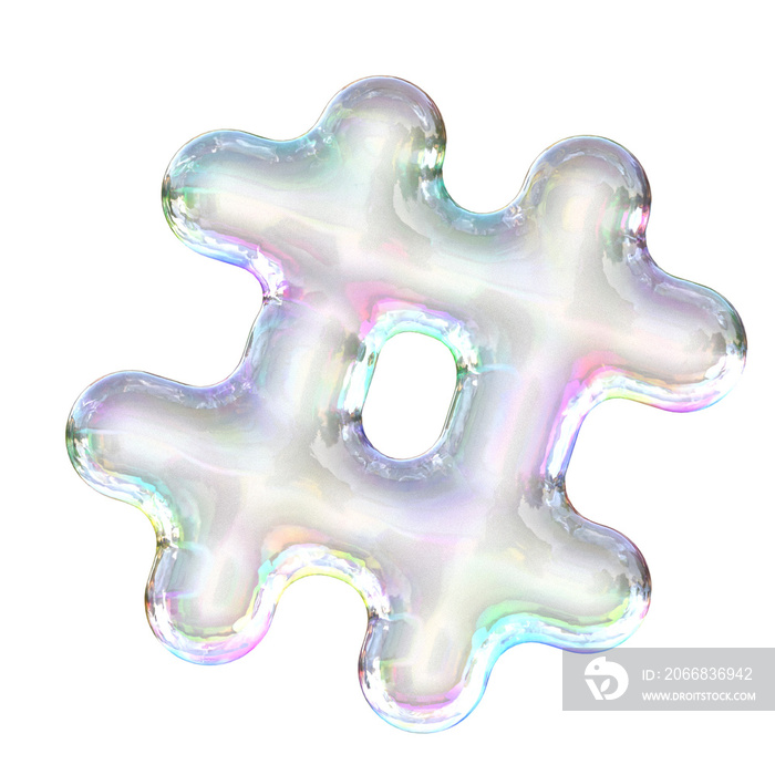 3d bubbles symbol hastag