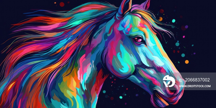 Cool Horse on colorful background.