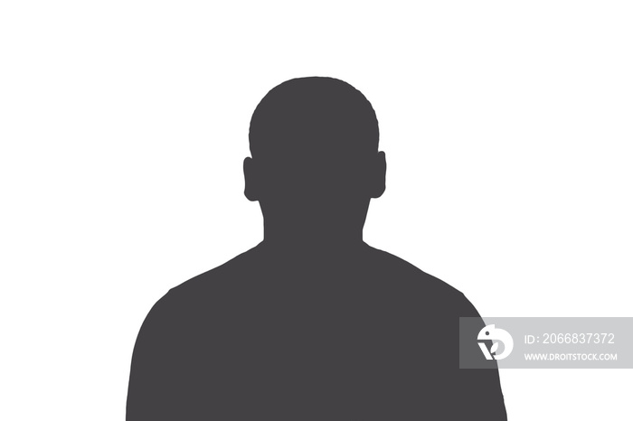 Silhouette of an adult anonymous man on a white background