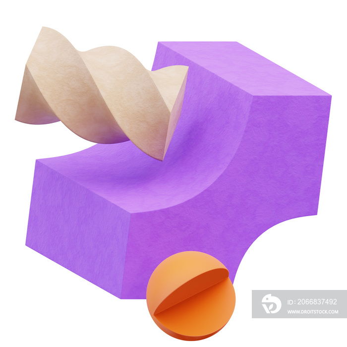 3d rendering of shape decoration  with orange, purple, stone  for presentation