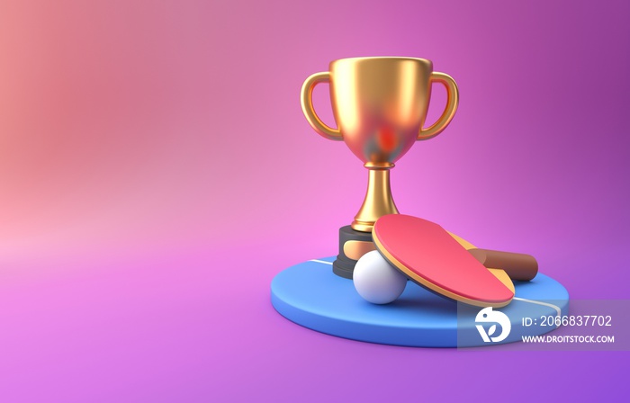 Table Tennis Trophy. 3D Illustration