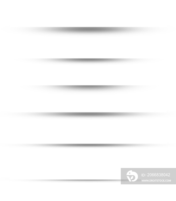 Realistic paper divider shadow effects on transparent background useful for designer. PNG image.