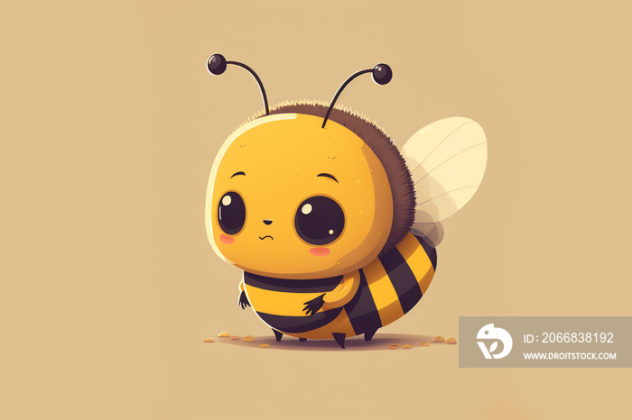 funny bee cartoon illustration of bee artwork digital painting style, vector illustration, Artistic digital painting