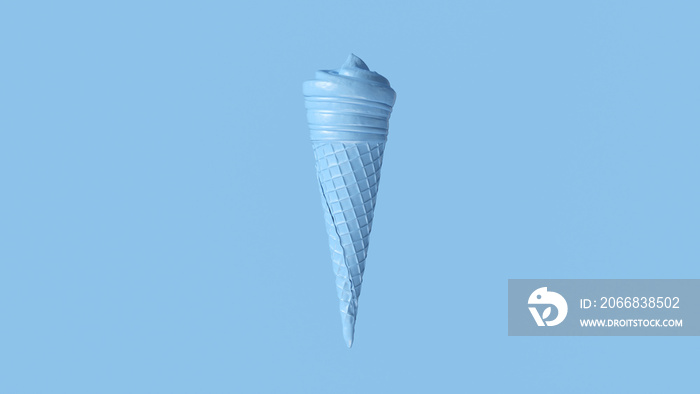 Blue Ice Cream Cornet Swirl 3d illustration 3d render