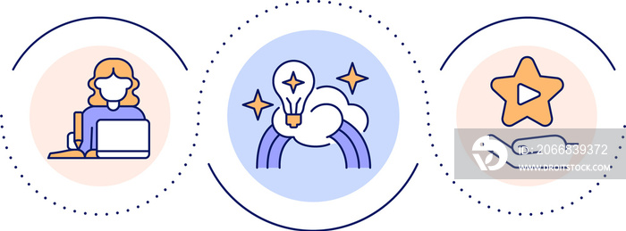 Creative work loop concept icon. Creator and artist. Digital profession. Web designer abstract idea thin line illustration. Isolated outline drawing