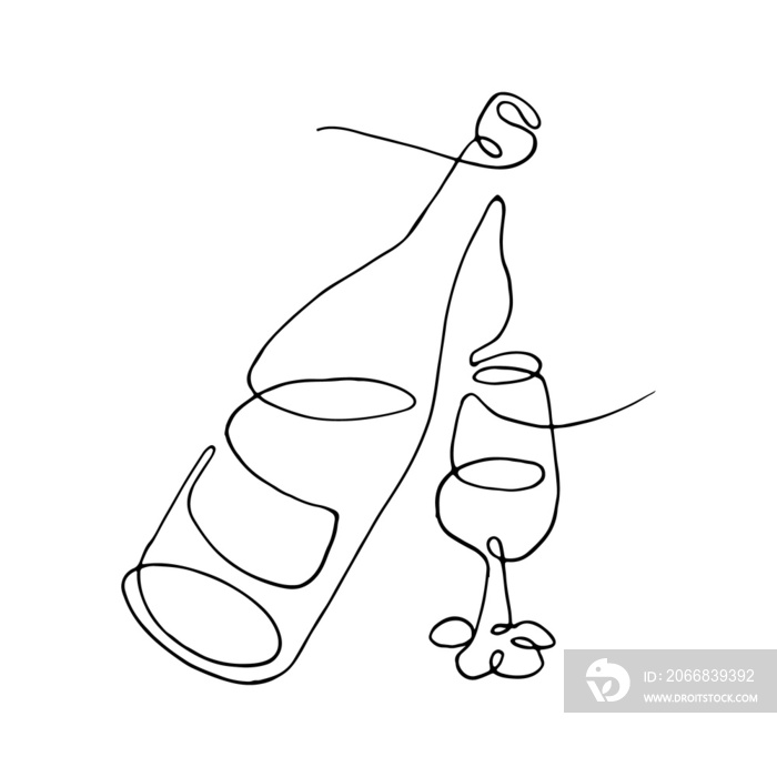 thin line bottle. glass. modern simple lineart graphic art design isolated. illustration. vector