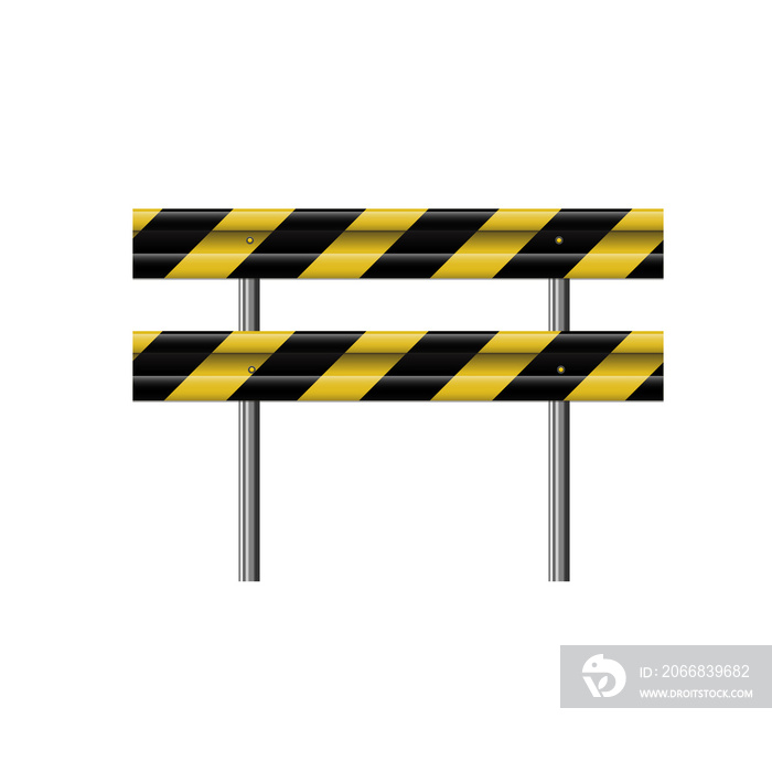 Short Yellow and Black Road barriers, Under construction vector isolated on PNG transparent background, vector illustration. 02