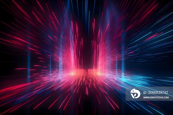 3d render, synthwave abstract background. Cyber space/Laser show/Futuristic wallpaper