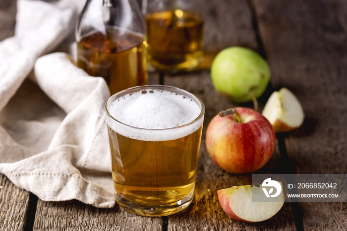 Hard Apple Cider Cocktail Tasty Homemade Apples Pears Cider Autumn Drink Horizontal