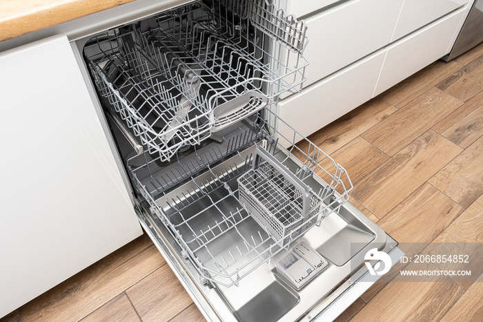 Installed new appliances dishwasher in kitchen with Modern domestic kitchen cabinets