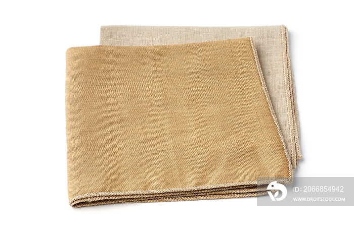 Beige and sandy textile napkins on white