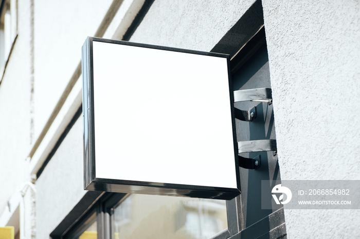 Empty square white billboard