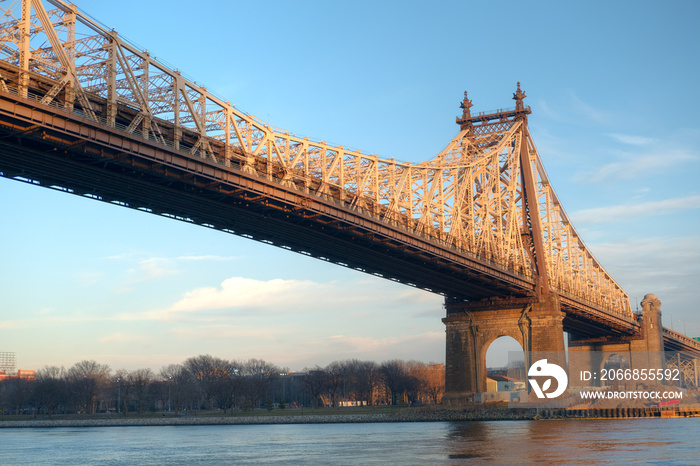 Queensborough Bridge between Roosevelt Island and Long Island City in Queens, NYC