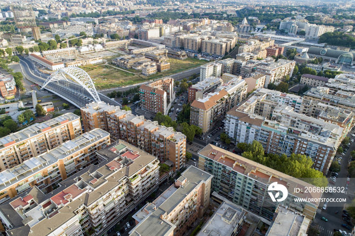 Foto aerea del quartiere della Garbatella a Roma