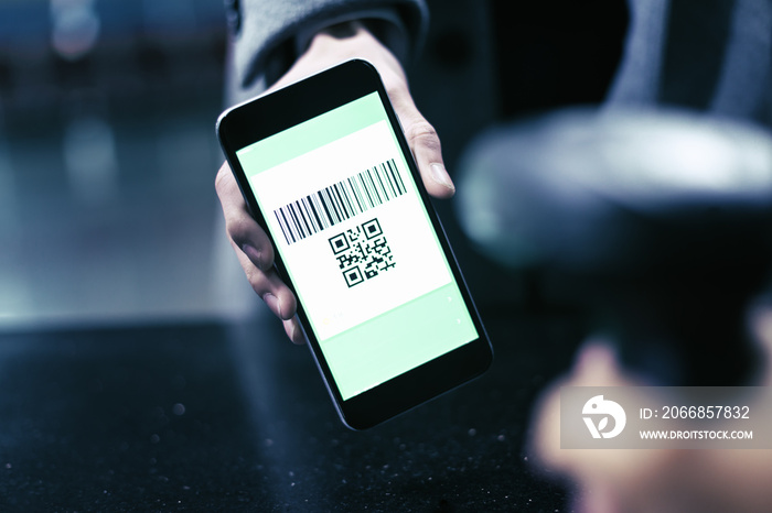 Qr code payment , online shopping , cashless technology concept