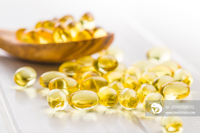 Omega 3 gel capsules.