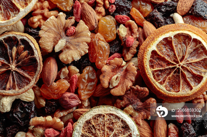 Dried fruits and nuts.