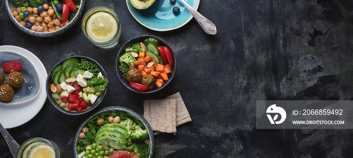 Healthy vegetarian dinner table setting