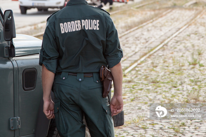 Closeup of a border police officer