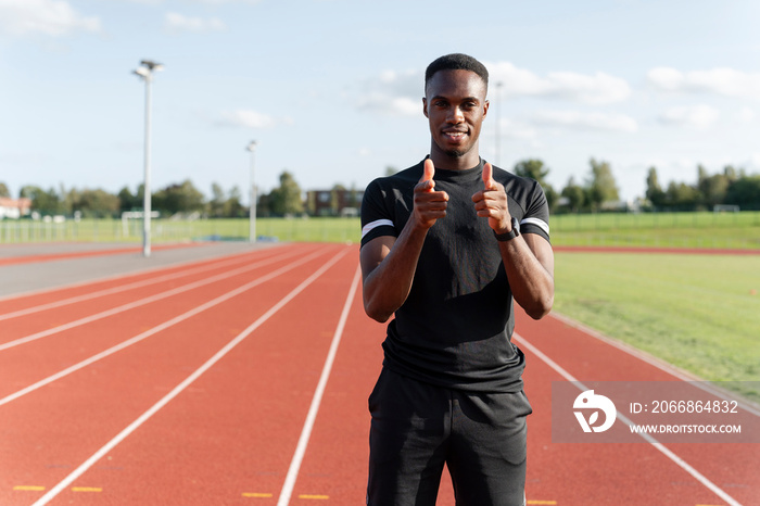 Portrait of athlete at running track