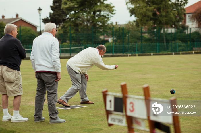 Lawn Bowler Playing His Shot