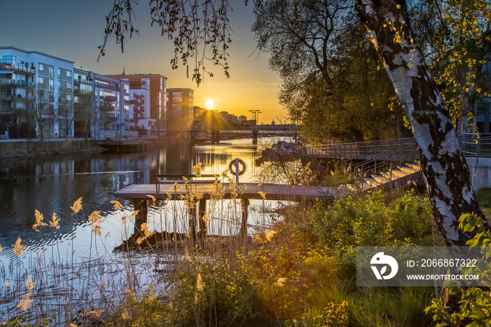 Hammarby Sjöstad, solnedgång