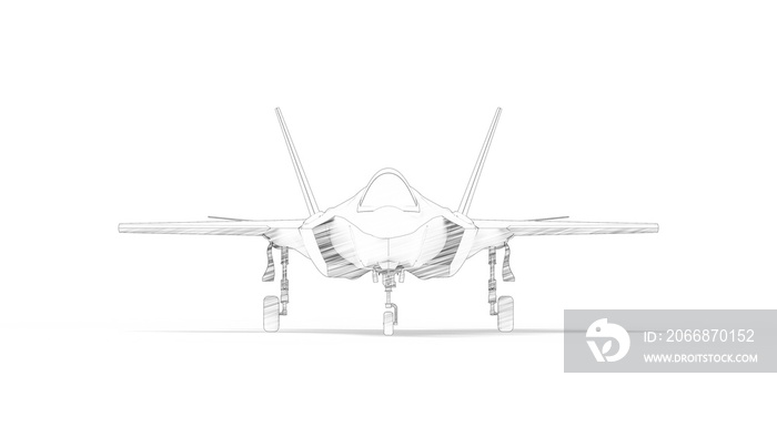 Modern fighter jet 3d rendering isolated in white background