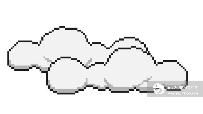 8 bit retro Pixel cloud game icon on white transparent background, Vector illustration stock decor 06