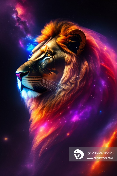 lion in the night sky