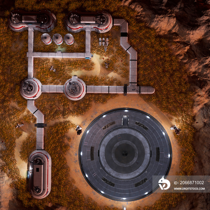 base in another planet drone view