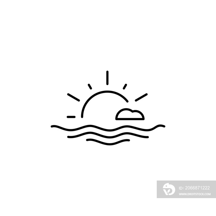 sunrise logo, sun line art vector. Sunset stock vector logo design