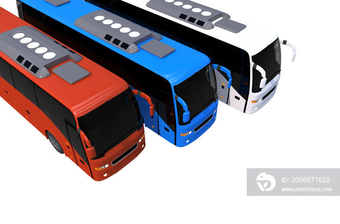 Colorful Buses Top View