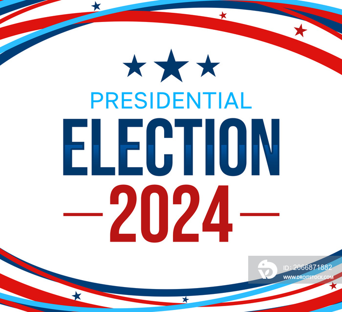 Presidential election 2024 wallpaper with red and blue design stripes and typography