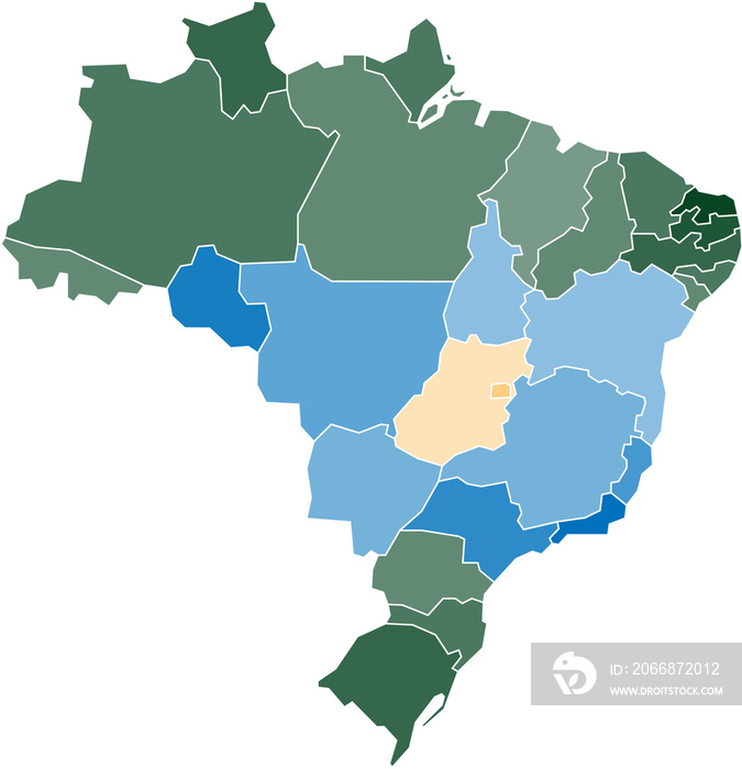 Brazil political map divide by state