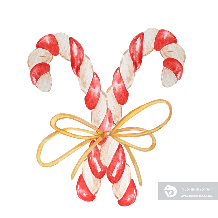 Watercolor Christmas candy cane