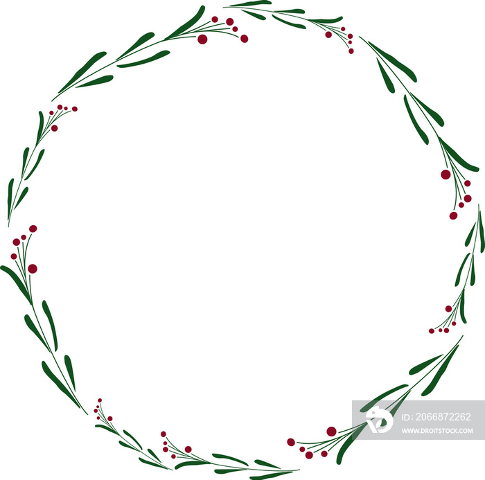 christmas doodle flat style wreath frame