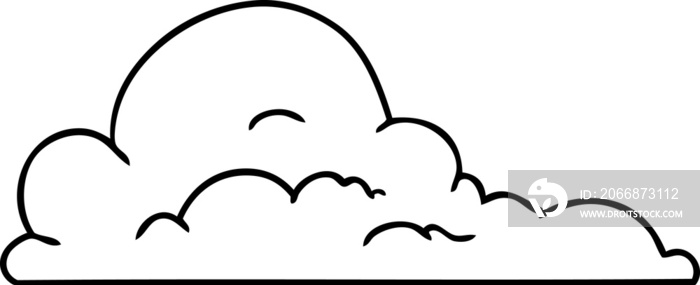 line drawing doodle of white large clouds