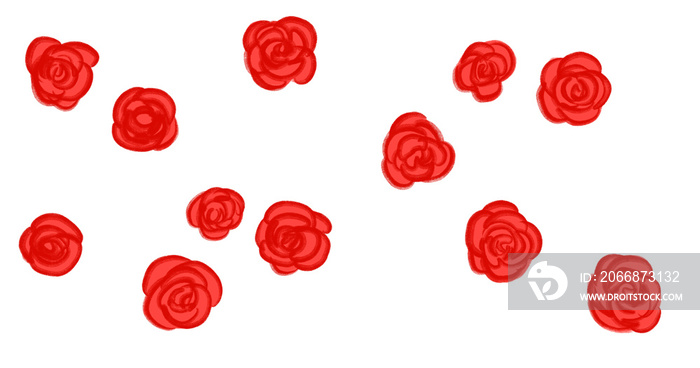 valentines day hand drawing line banner illustration red roses and decoration elements