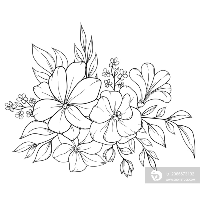 outline spring flower bouquet