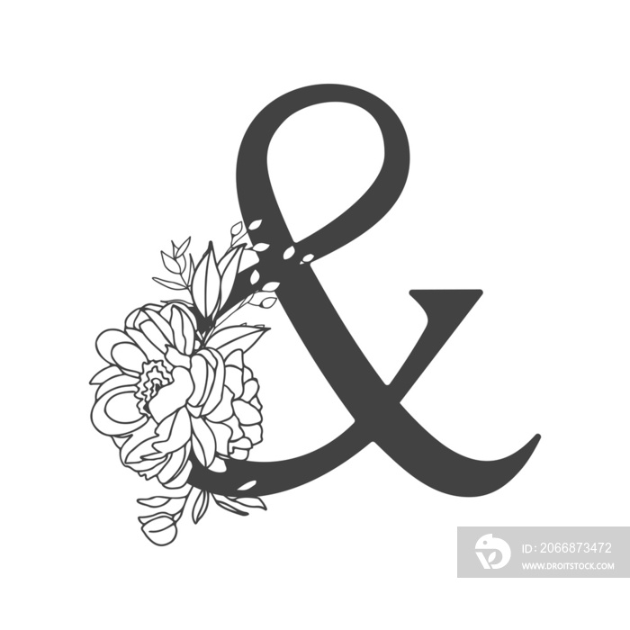 Elegant floral alphabet font png