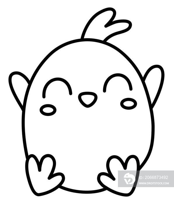 Easter chicken outline doodle line art