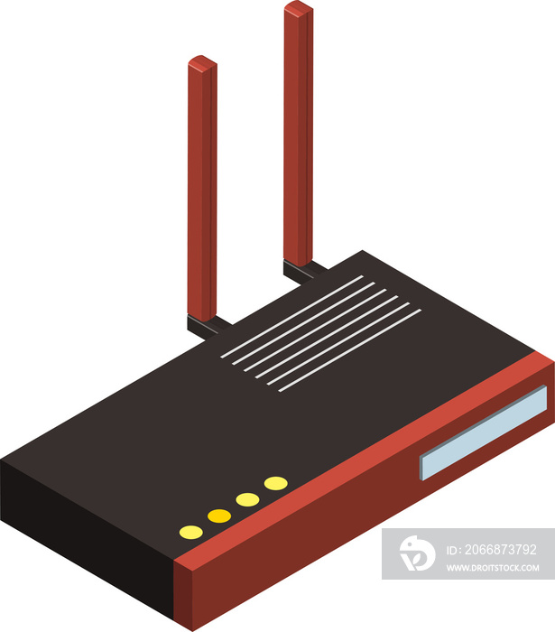 router and modem illustration in 3D isometric style