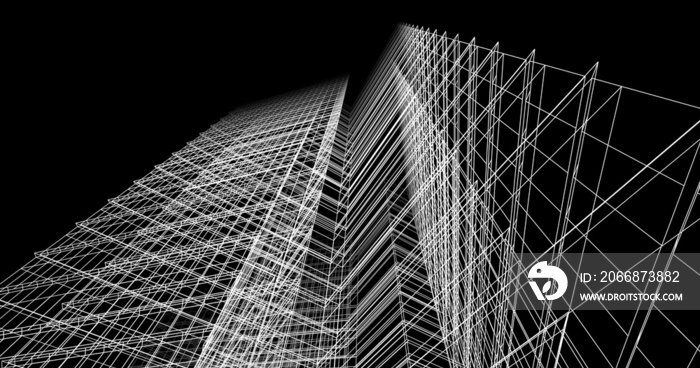 Abstract architecture 3d drawing