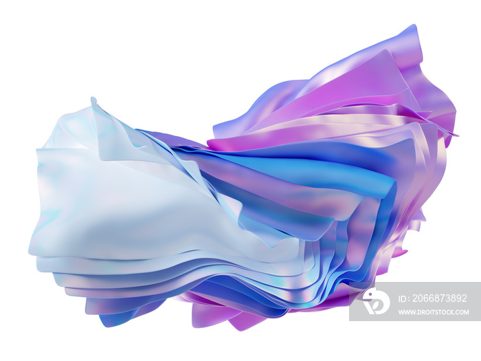 Wavy trendy abstract shapes. 3d  paper style