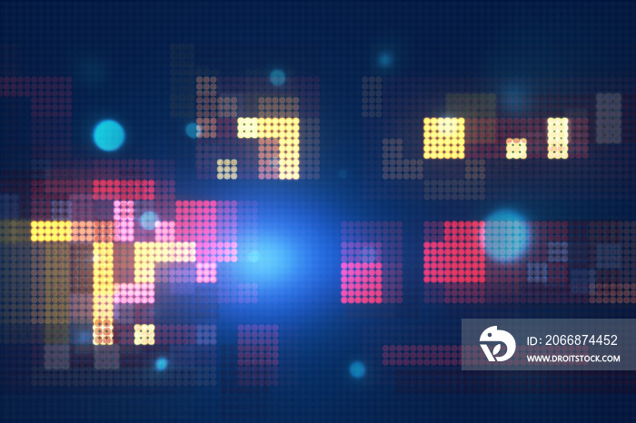 Abstract digital background stylized as old pixel video game, retro effect. 3D rendering