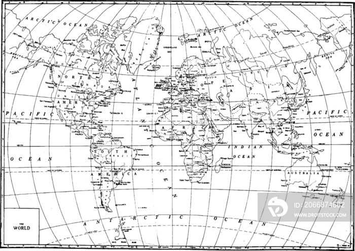 vintage world map element with a transparent background