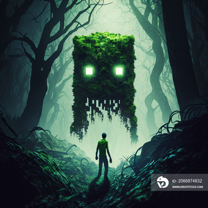 Minecraft creeper in creepy forest hd wallpaper