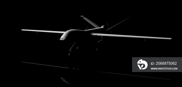 War drone 3d rendering, isolated on a black background