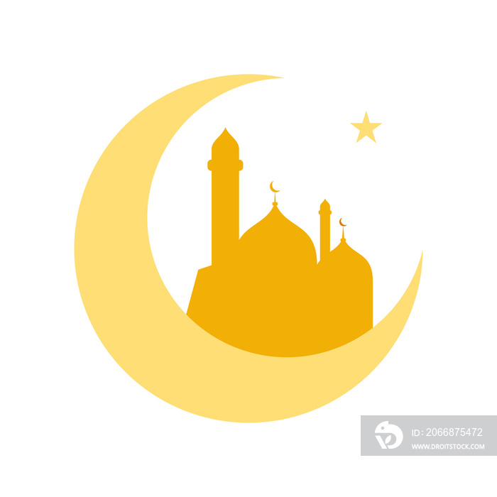 illustration of islamic mosque with moon and star decoration